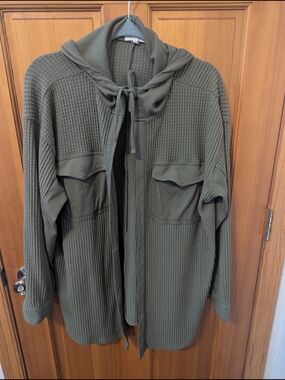 Maurices Olive Green Hooded Waffle Utility Jacket